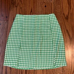 love on a hanger Green and White Gingham Mini Skirt